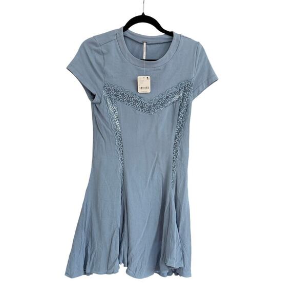 NWT $128 Free People Cruz Mini Dress Blue Size Small - Picture 2 of 6
